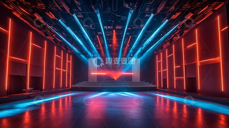 高清大图下载【趣麦麦图】炫酷红蓝灯光舞台
