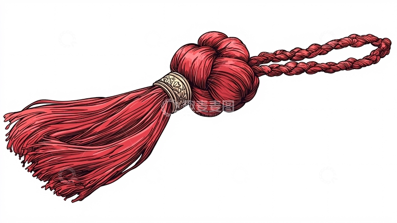 高清大图下载【趣麦麦图】红色绳结流苏装饰品