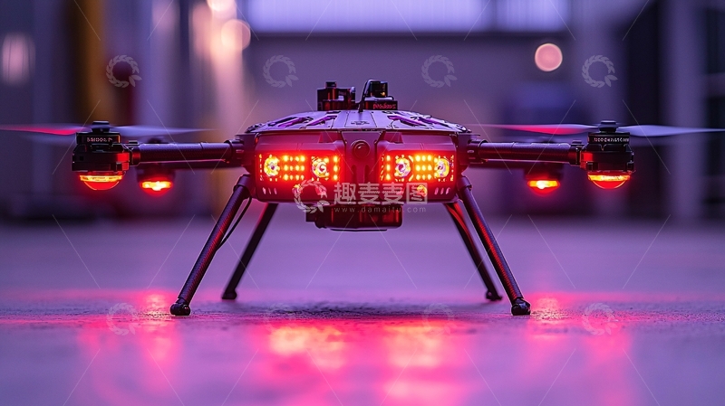 高清大图下载【趣麦麦图】红光闪烁的无人机