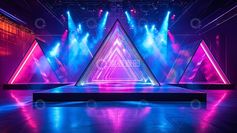 高清大图下载【趣麦麦图】炫酷舞台灯光三角形设计