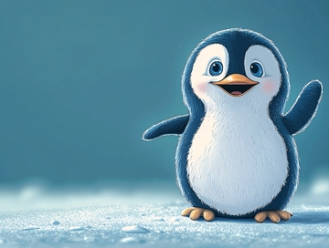 可爱的小企鹅招手问好