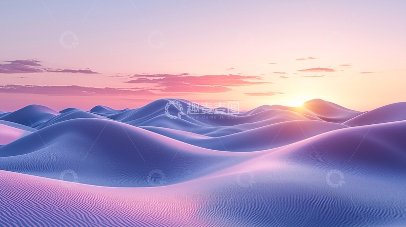 高清大图下载【趣麦麦图】梦幻紫色山峦日落