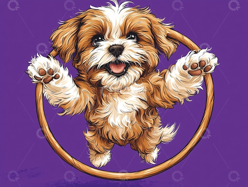 高清大图下载【趣麦麦图】卡通小狗跳圈