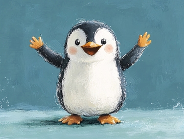可爱的小企鹅张开双臂
