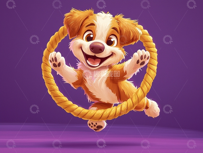 高清大图下载【趣麦麦图】快乐的小狗跳圈