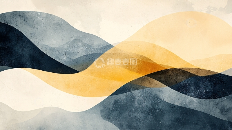 高清大图下载【趣麦麦图】抽象水彩山脉