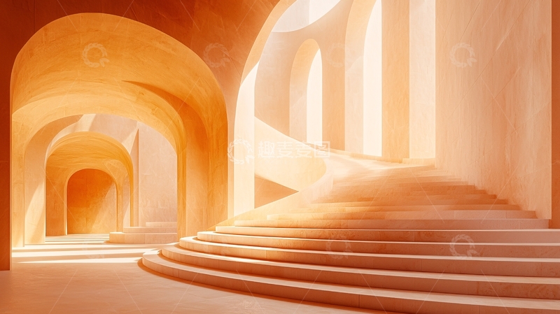 高清大图下载【趣麦麦图】温暖色调的拱形大厅