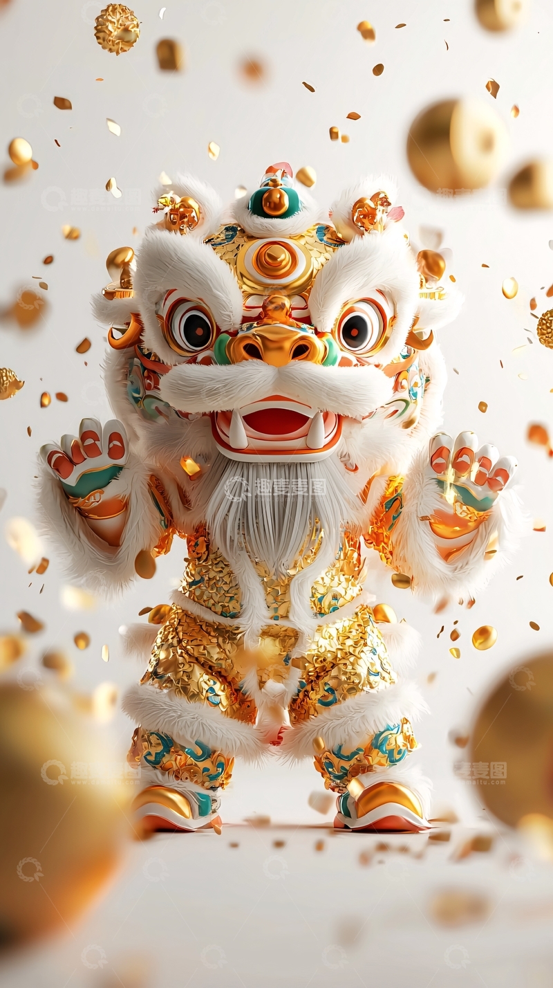 高清大图下载【趣麦麦图】可爱喜庆的舞狮形象