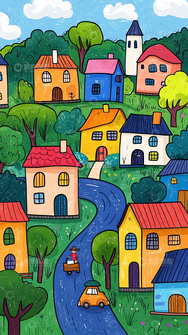 高清大图下载【趣麦麦图】彩色童话小镇