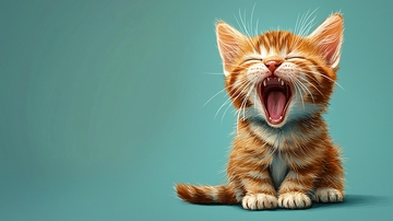 打哈欠的橘猫幼崽