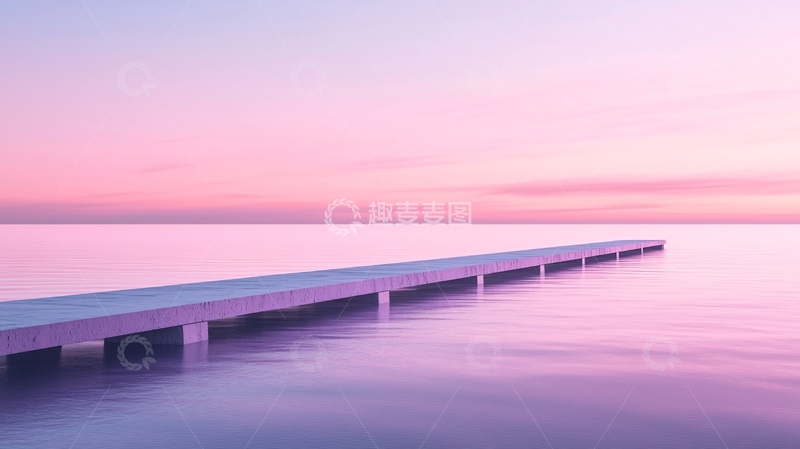 高清大图下载【趣麦麦图】平静水面延伸的木栈桥