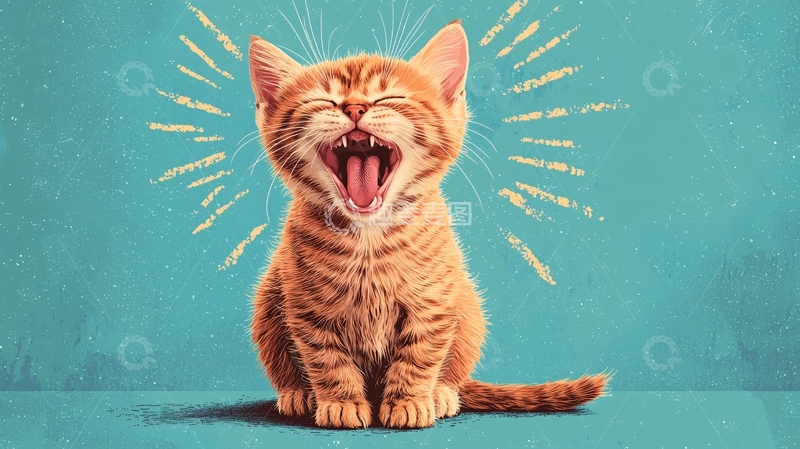 高清大图下载【趣麦麦图】张嘴大叫的橙色小猫
