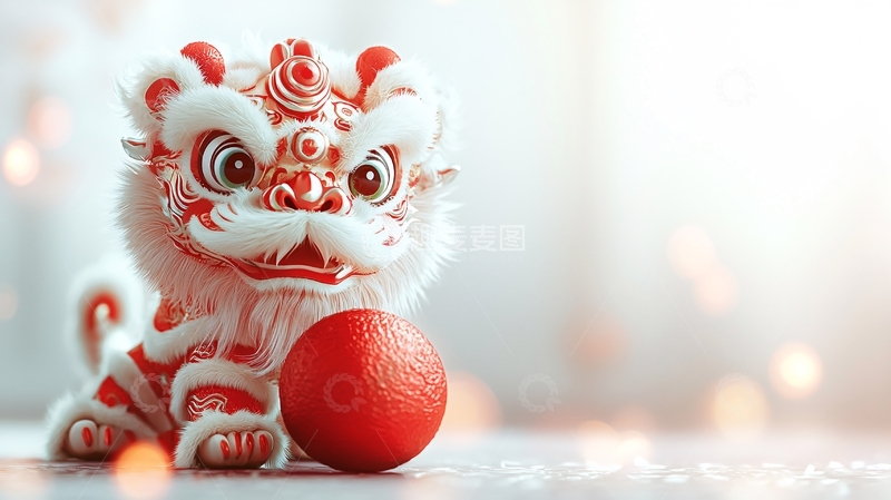 高清大图下载【趣麦麦图】可爱舞狮庆新年