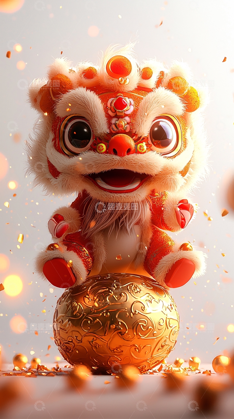 高清大图下载【趣麦麦图】卡通舞狮形象
