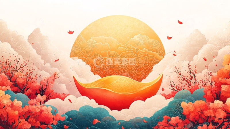 高清大图下载【趣麦麦图】秋日金色山峦上的太阳