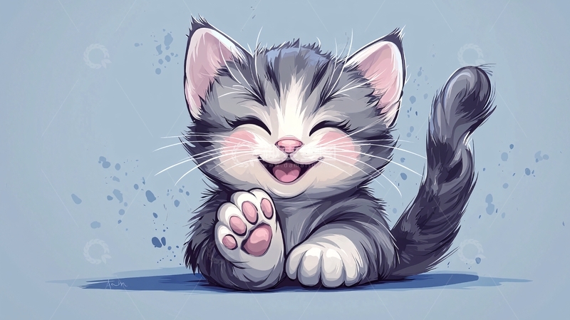 高清大图下载【趣麦麦图】微笑的卡通小猫