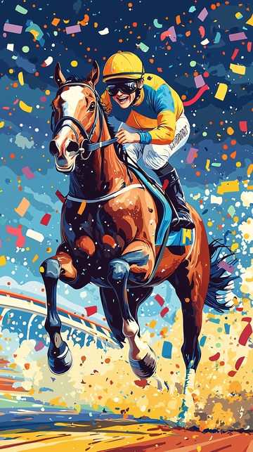 赛马夺冠庆祝场景