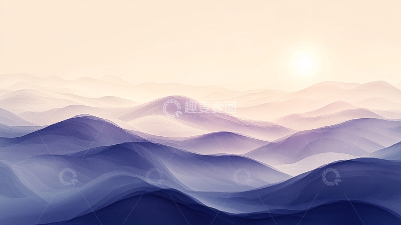 高清大图下载【趣麦麦图】日出山峦雾霭朦胧