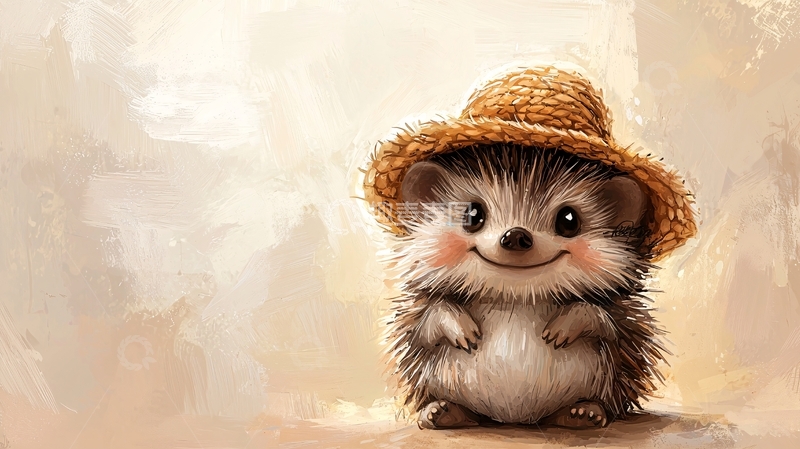 高清大图下载【趣麦麦图】戴帽子的可爱刺猬
