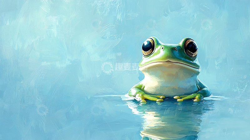 高清大图下载【趣麦麦图】水面上的可爱卡通青蛙