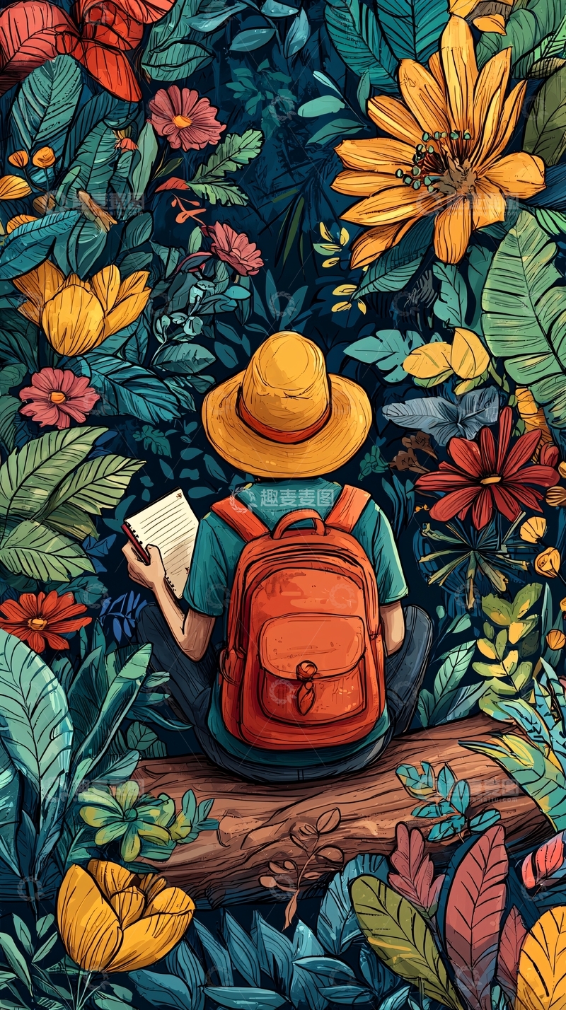 高清大图下载【趣麦麦图】森林中读书的女孩