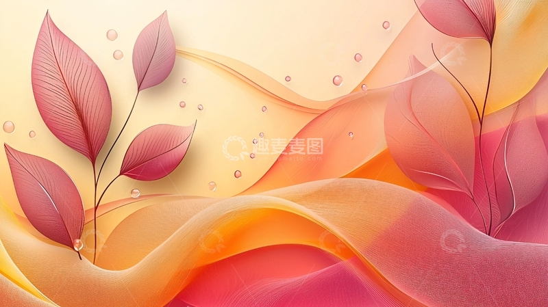 高清大图下载【趣麦麦图】抽象粉色叶子