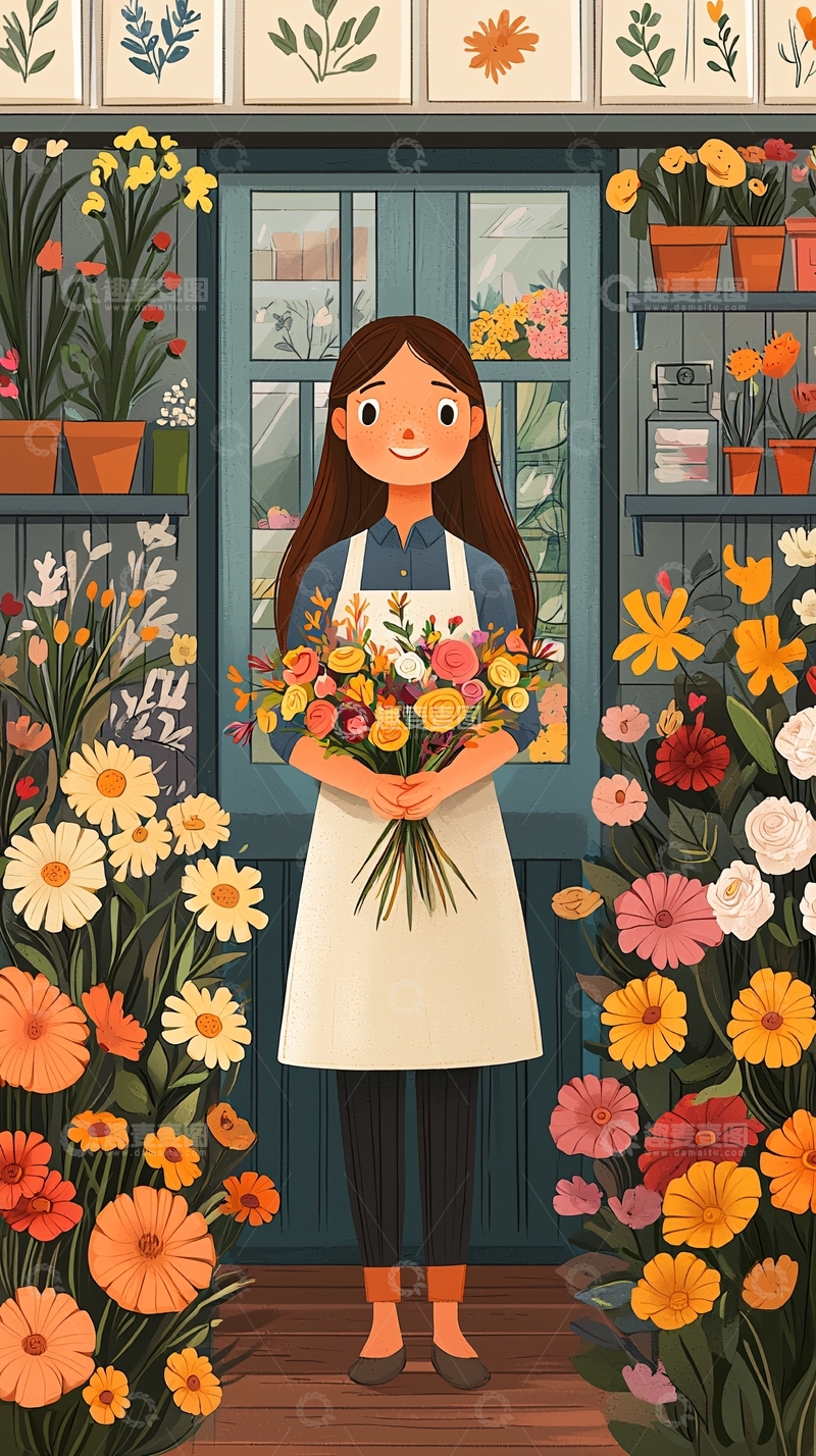 高清大图下载【趣麦麦图】花店女孩
