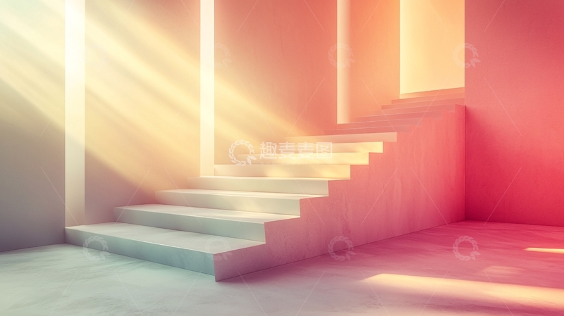 高清大图下载【趣麦麦图】阳光洒进室内楼梯