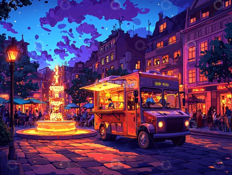 高清大图下载【趣麦麦图】夜晚街景