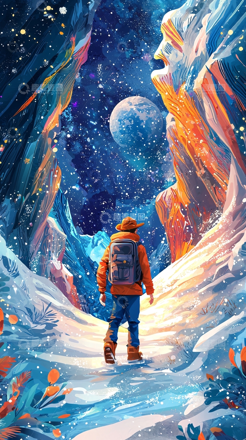 高清大图下载【趣麦麦图】背着背包的旅行者