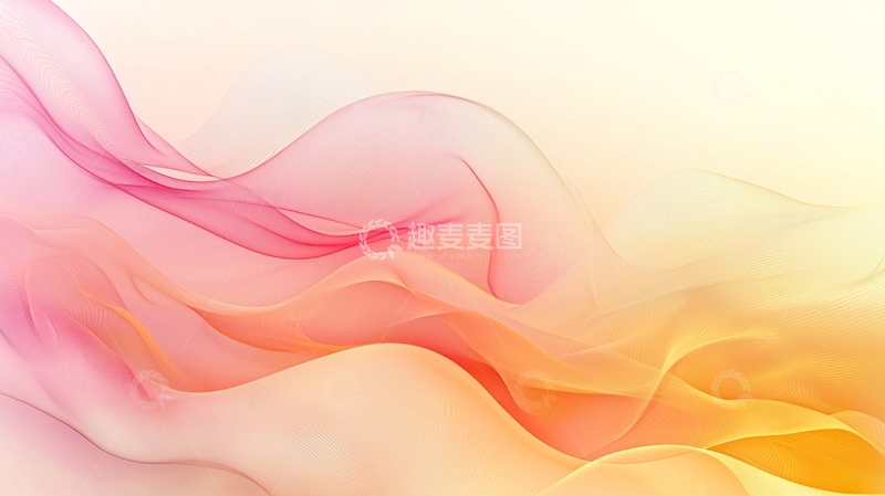 高清大图下载【趣麦麦图】粉色橙色渐变飘逸轻纱