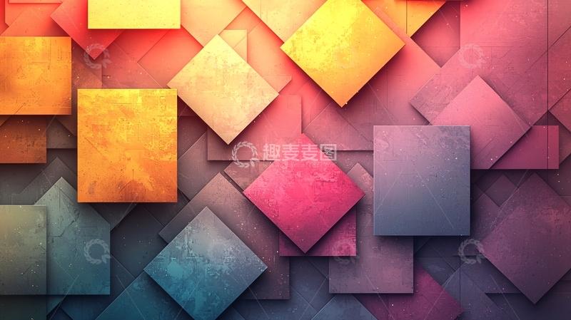 高清大图下载【趣麦麦图】彩色几何方块背景