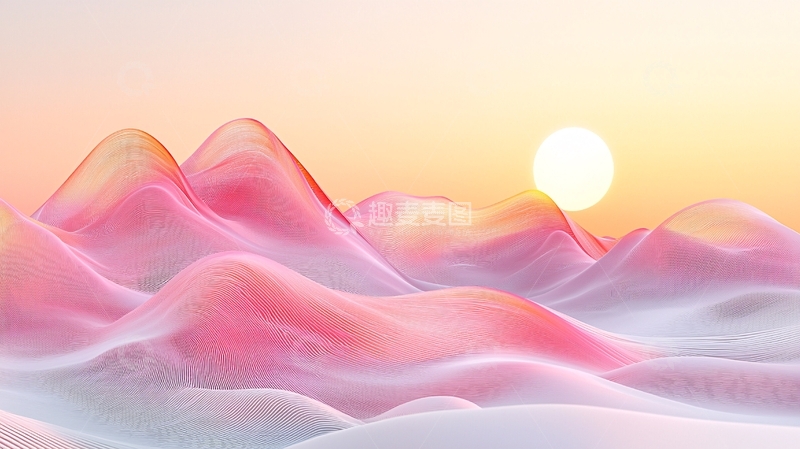 高清大图下载【趣麦麦图】粉色梦幻山脉日出
