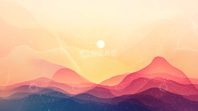 高清大图下载【趣麦麦图】温暖色调的山峦日出