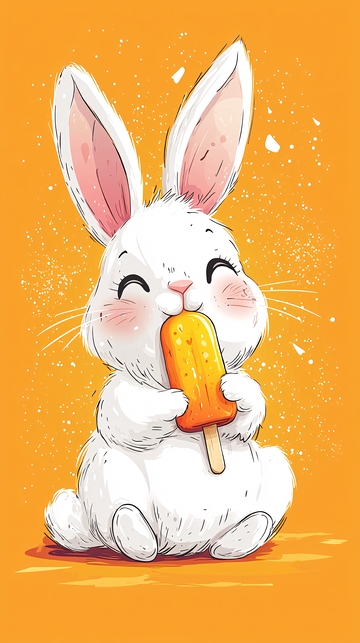 可爱兔子吃冰棍