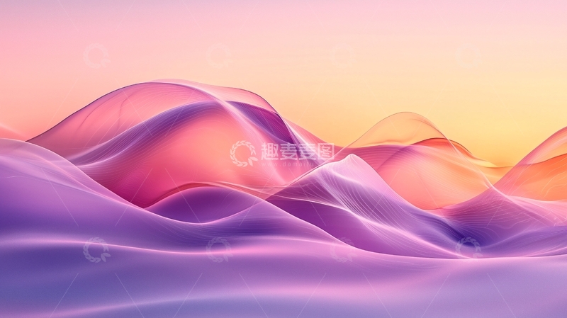高清大图下载【趣麦麦图】粉色紫色梦幻山丘