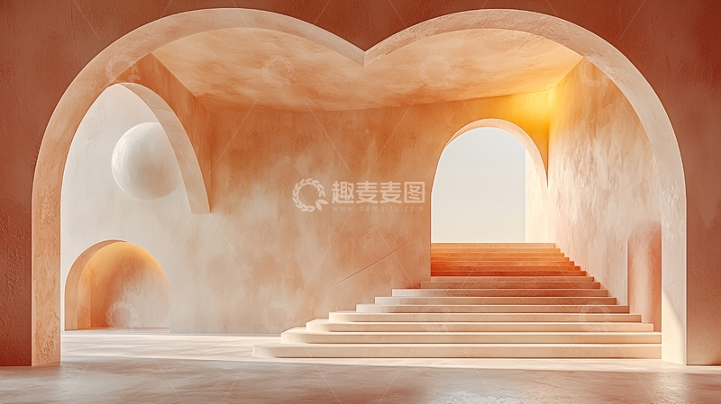 高清大图下载【趣麦麦图】粉色拱形建筑