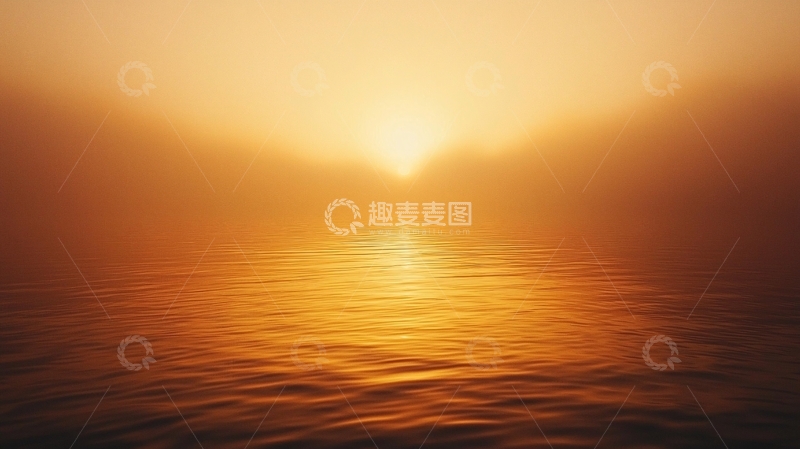 高清大图下载【趣麦麦图】雾霭夕阳海面