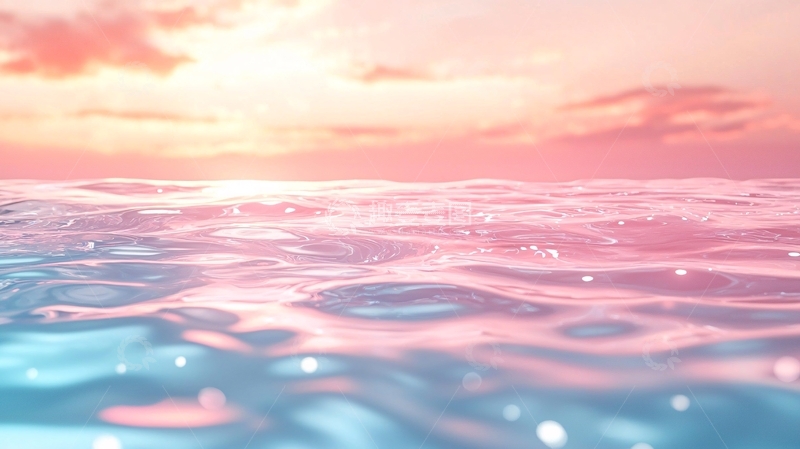 高清大图下载【趣麦麦图】粉色天空下的海面
