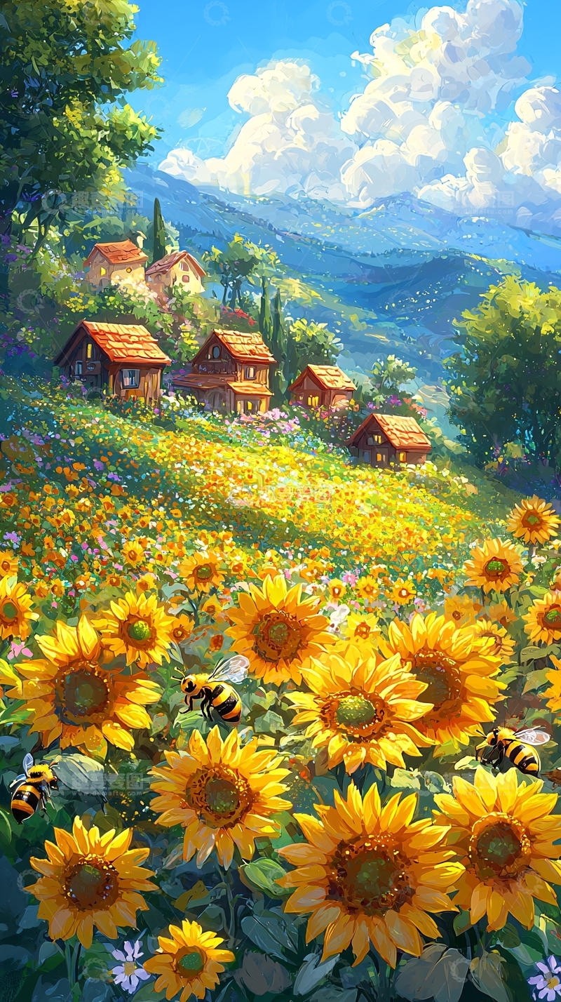 高清大图下载【趣麦麦图】向日葵田园乡村风景