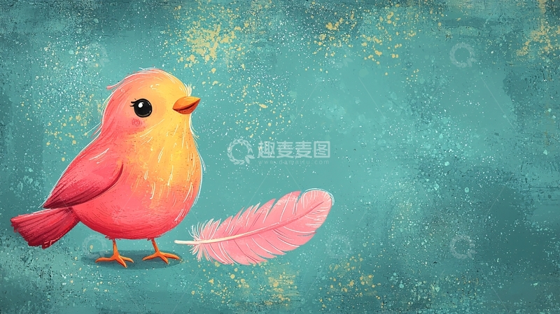 高清大图下载【趣麦麦图】粉色小鸟