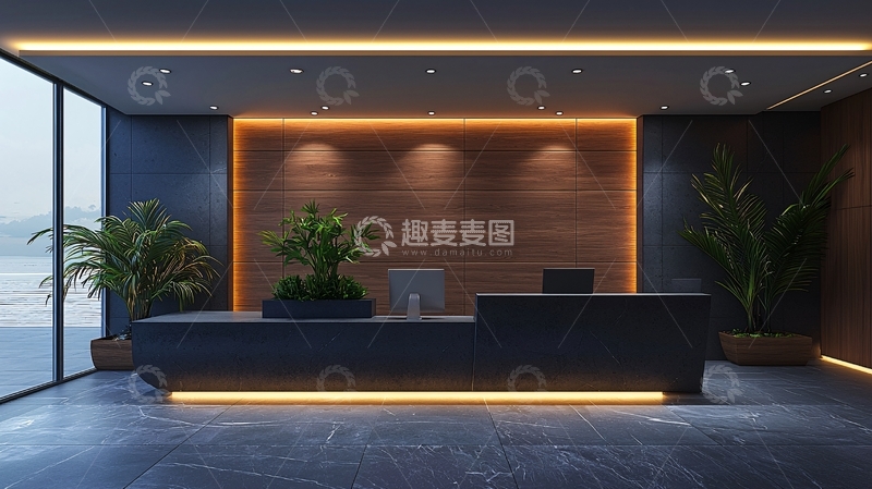 高清大图下载【趣麦麦图】现代化办公大楼前台设计