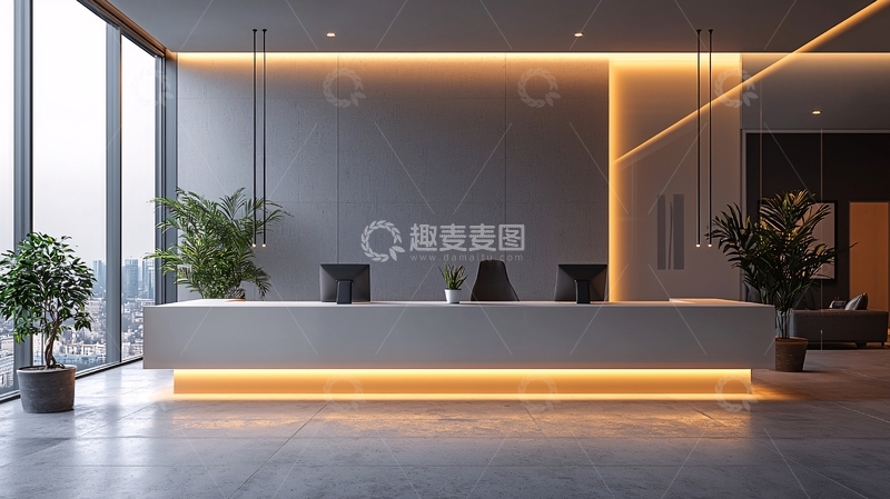 高清大图下载【趣麦麦图】现代简约风格办公室前台