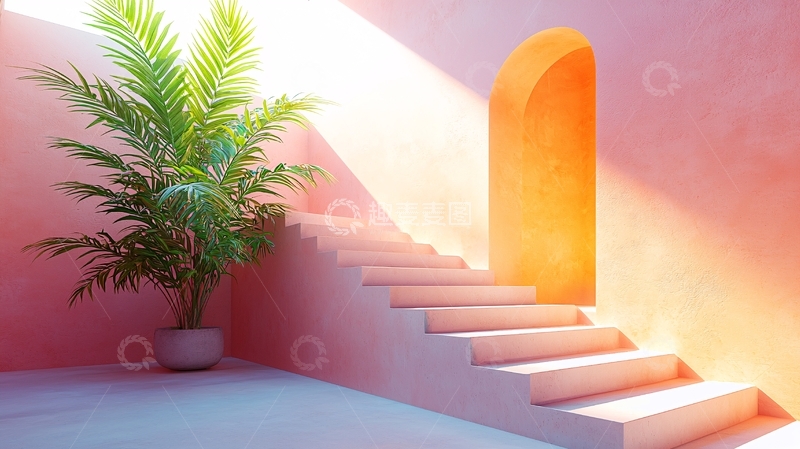 高清大图下载【趣麦麦图】粉色楼梯
