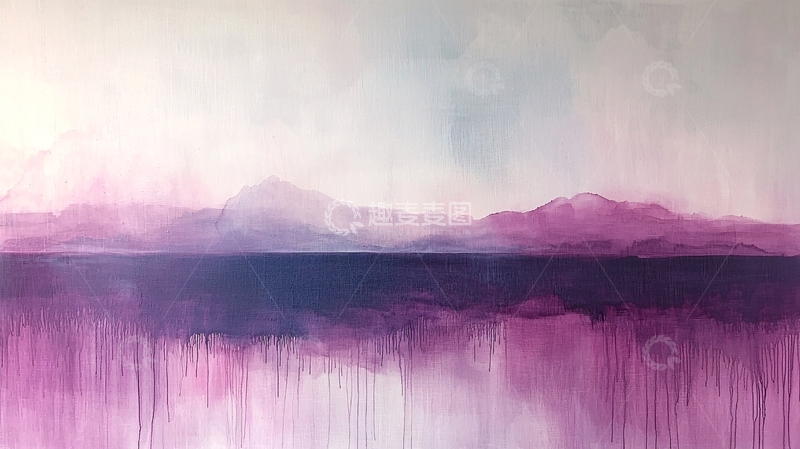 高清大图下载【趣麦麦图】抽象紫罗兰色山脉风景画