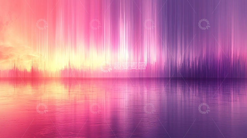 高清大图下载【趣麦麦图】梦幻粉色紫色极光倒影