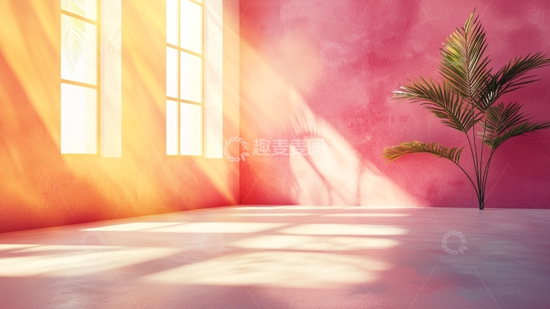高清大图下载【趣麦麦图】粉色房间阳光洒落