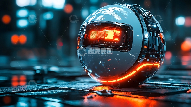 高清大图下载【趣麦麦图】未来科技感球形机器人