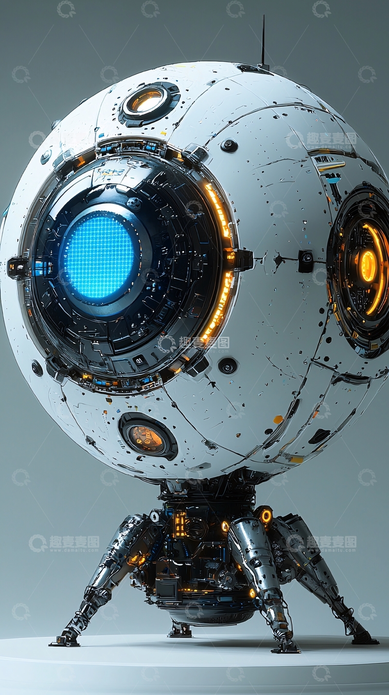 高清大图下载【趣麦麦图】科幻球形机器人
