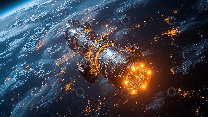 高清大图下载【趣麦麦图】太空飞船地球轨道